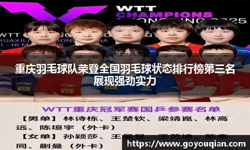 重庆羽毛球队荣登全国羽毛球状态排行榜第三名展现强劲实力